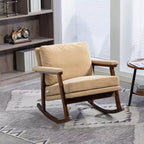 GDFStudio Ellowyn, fauteuil à bascule d'appoint en bois et tissu, style moderne du milieu du siècle