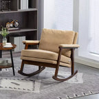 GDFStudio Ellowyn, fauteuil à bascule d'appoint en bois et tissu, style moderne du milieu du siècle