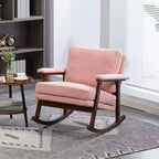 GDFStudio Ellowyn, fauteuil à bascule d'appoint en bois et tissu, style moderne du milieu du siècle