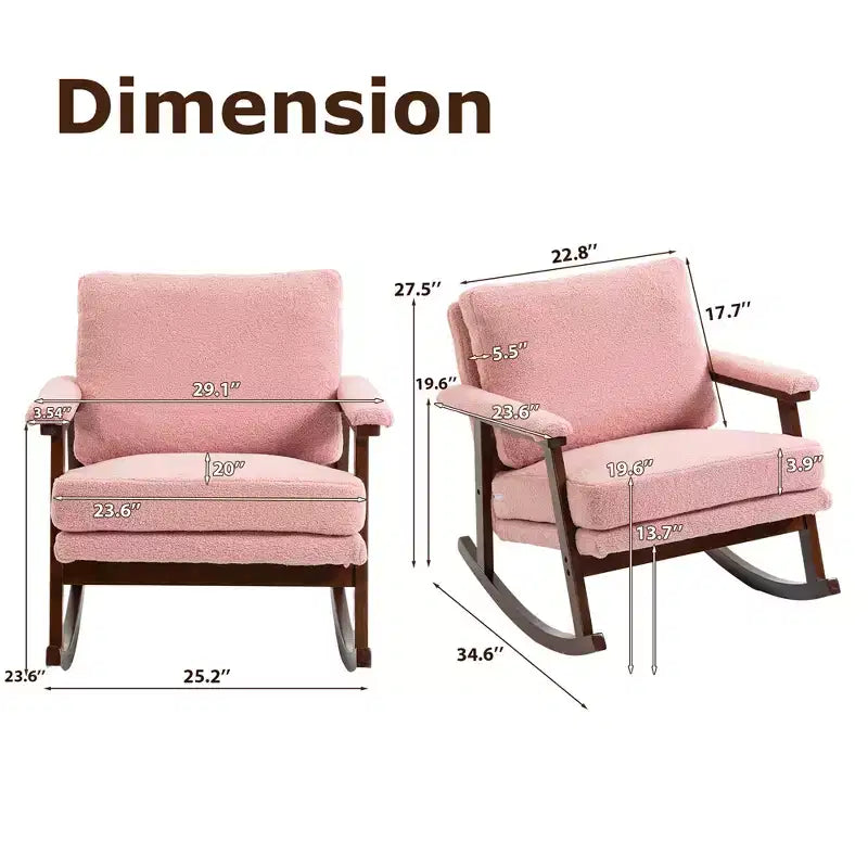 GDFStudio Ellowyn, fauteuil à bascule d'appoint en bois et tissu, style moderne du milieu du siècle