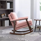 GDFStudio Ellowyn, fauteuil à bascule d'appoint en bois et tissu, style moderne du milieu du siècle