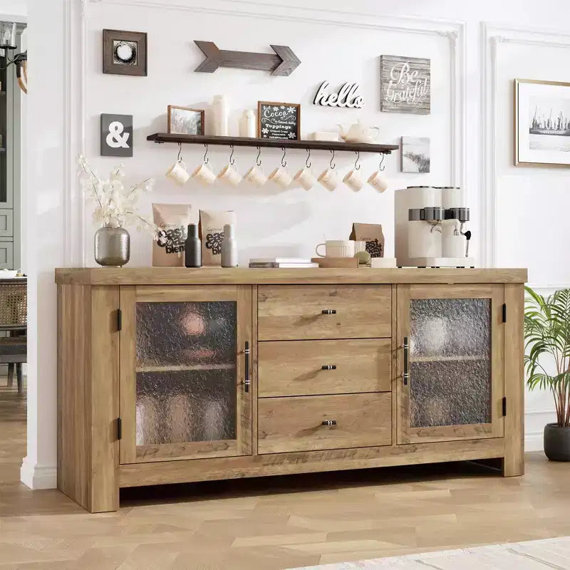 54 Buffet, Meuble de Rangement Autonome pour Cuisine, Salle à Manger et Salon, Finition Rustique