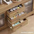 54 Buffet, Meuble de Rangement Autonome pour Cuisine, Salle à Manger et Salon, Finition Rustique