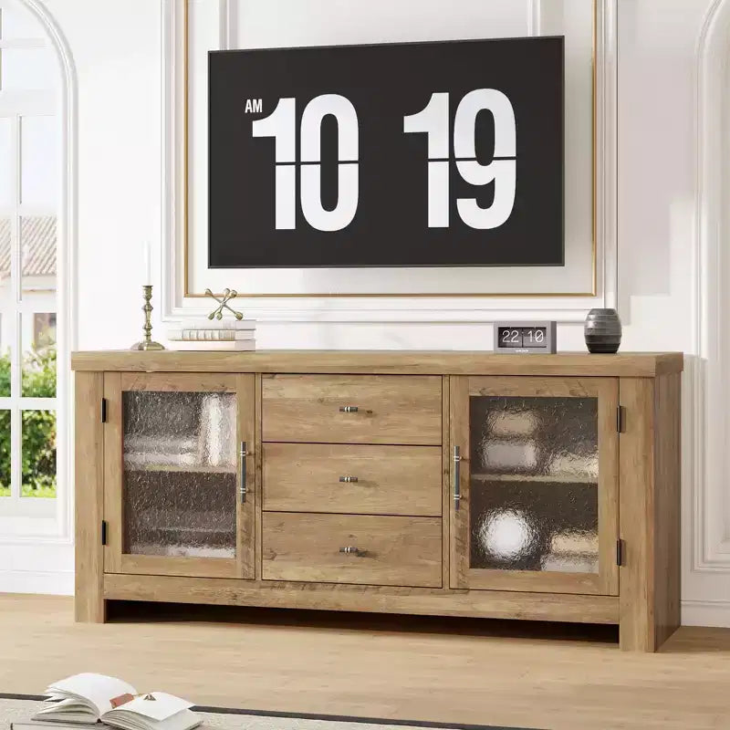 54 Buffet, Meuble de Rangement Autonome pour Cuisine, Salle à Manger et Salon, Finition Rustique