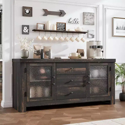 54 Buffet, Meuble de Rangement Autonome pour Cuisine, Salle à Manger et Salon, Finition Rustique