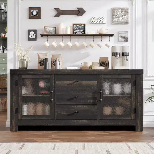 54 Buffet Cabinet, Freestanding Sideboard Storage Cabinet for Kitchen, Dining Room and Living Room, Rustic Finish