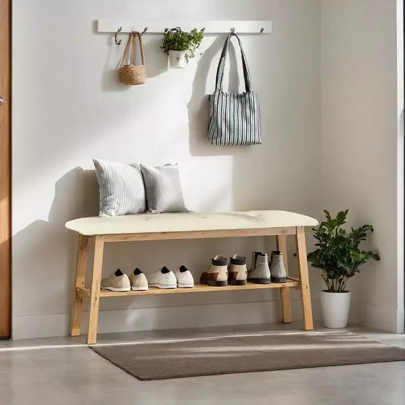 Banc rembourré en bois massif de 100 cm avec capitonnage de l'assise