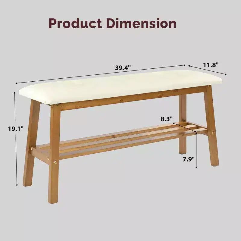 Banc rembourré en bois massif de 100 cm avec capitonnage de l'assise
