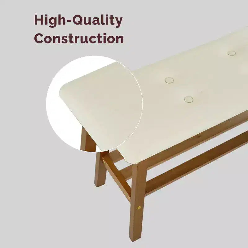 Banc rembourré en bois massif de 100 cm avec capitonnage de l'assise
