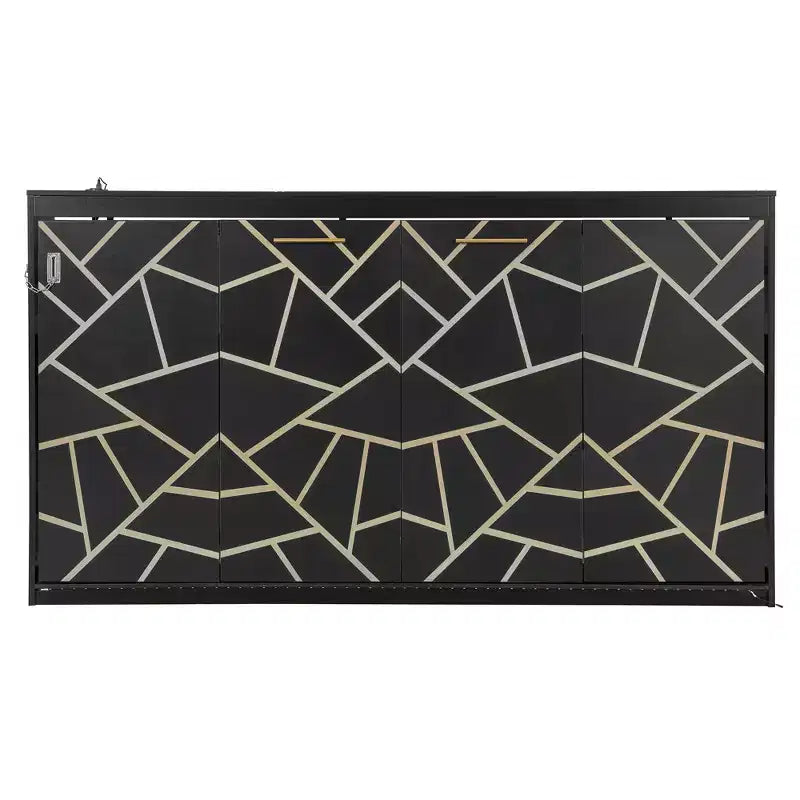 Lit escamotable double FAMYYT avec pliage latéral, éclairage LED sous le lit, prise USB intégrée, montage facile, noir