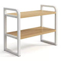 Zeus & Ruta 2-Tier Wood Desk Shelf Organizer - White Wood Storage Rack for Office, Dresser, Cubicle & Bookshelf Decor
