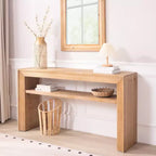 GDFStudio Oakmere Farmhouse Wood Console Table with Storage Shelf