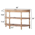 GDFStudio Tuttle Table console ovale en bois fabriquée à la main avec pieds sculptés et 3 niveaux de rangement