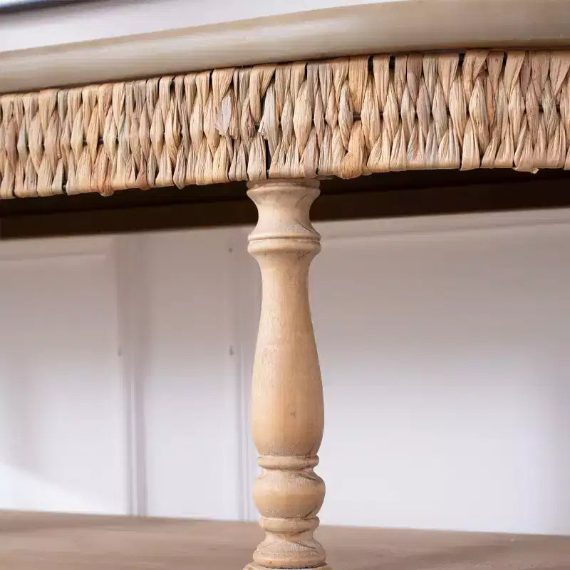 GDFStudio Tuttle Table console ovale en bois fabriquée à la main avec pieds sculptés et 3 niveaux de rangement
