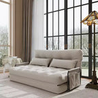 ALAULM Double-Seat Folding Sofa Bed, 2-in-1 Folding Couch Bed with Pillows, Adjustable Backrest, Armrest and Storage bag