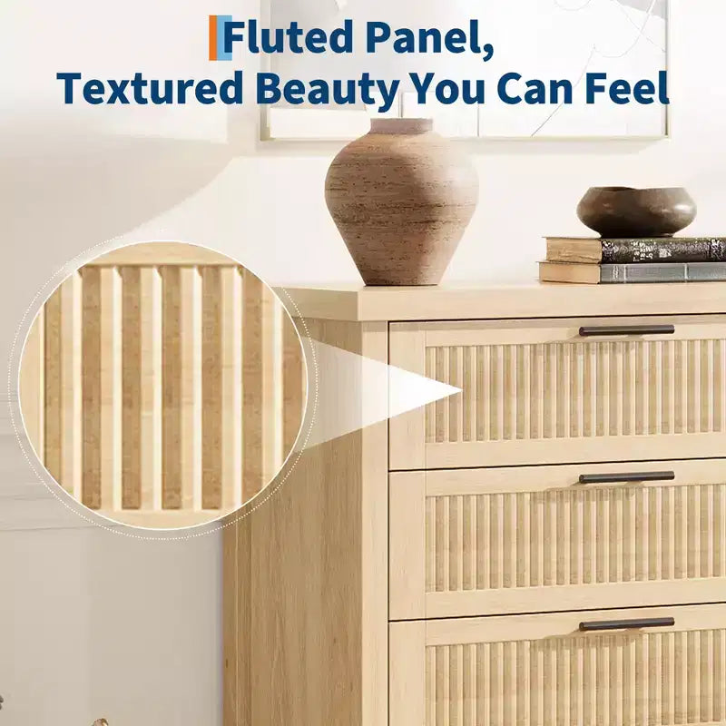 Commode à 4 tiroirs cannelés pour salon ou chambre, commode haute de 90 cm pour dressing, 4 tiroirs cannelés avec poignée en métal, armoire de rangement pour vêtements