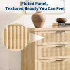 Commode à 4 tiroirs cannelés pour salon ou chambre, commode haute de 90 cm pour dressing, 4 tiroirs cannelés avec poignée en métal, armoire de rangement pour vêtements