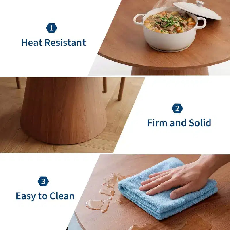 Table à manger ronde en bois de 43 po pour 4 personnes, table de cuisine moderne peu encombrante avec base piédestal