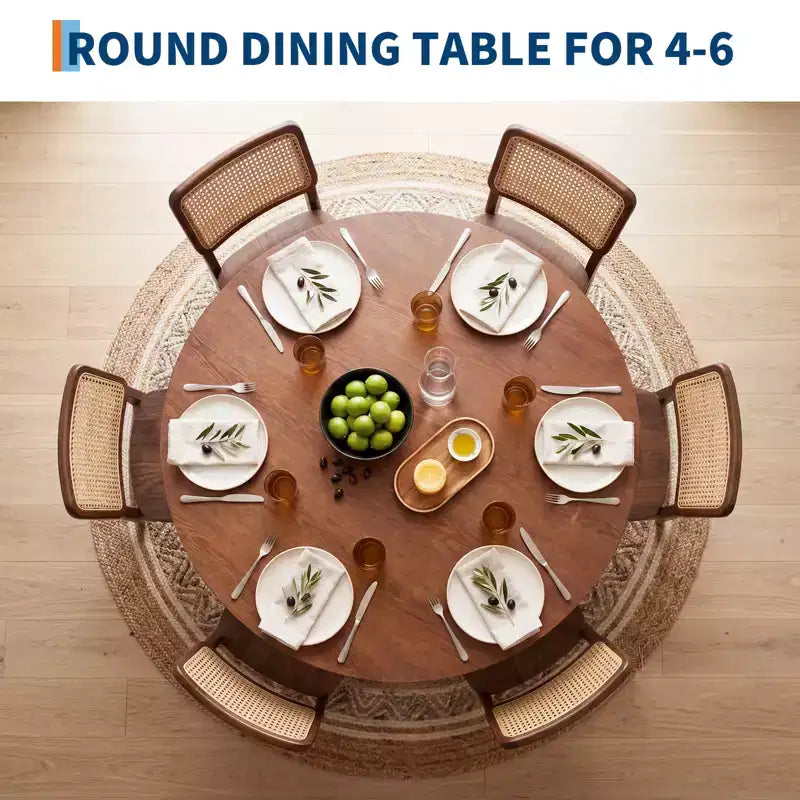 Table à manger ronde en bois de 43 po pour 4 personnes, table de cuisine moderne peu encombrante avec base piédestal