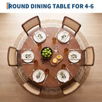 Table à manger ronde en bois de 43 po pour 4 personnes, table de cuisine moderne peu encombrante avec base piédestal