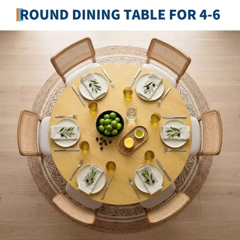 Table à manger ronde en bois de 43 po pour 4 personnes, table de cuisine moderne peu encombrante avec base piédestal