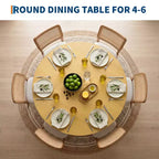 Table à manger ronde en bois de 43 po pour 4 personnes, table de cuisine moderne peu encombrante avec base piédestal