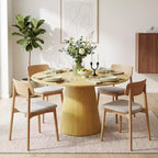 Table à manger ronde en bois de 43 po pour 4 personnes, table de cuisine moderne peu encombrante avec base piédestal