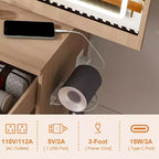GDFStudio Wafa Coiffeuse moderne en bois avec lumière LED réglable, miroir et 1 chaise de coiffeuse