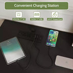Commode 6 tiroirs Dyonery avec LED pour chambre, organisateur de rangement en bois de 120 cm avec station de charge, commodes avec étagères ouvertes, chiffonnier
