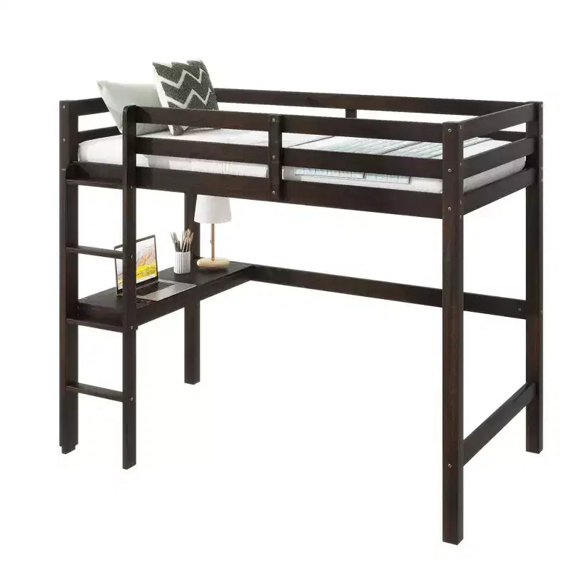 Lit mezzanine King MAYEERTY avec espace de rangement sous le lit – Métal robuste, peu encombrant