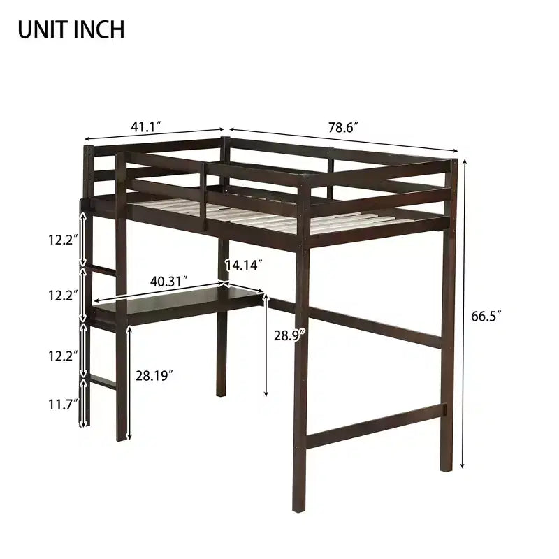 Lit mezzanine King MAYEERTY avec espace de rangement sous le lit – Métal robuste, peu encombrant