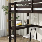 Lit mezzanine King MAYEERTY avec espace de rangement sous le lit – Métal robuste, peu encombrant