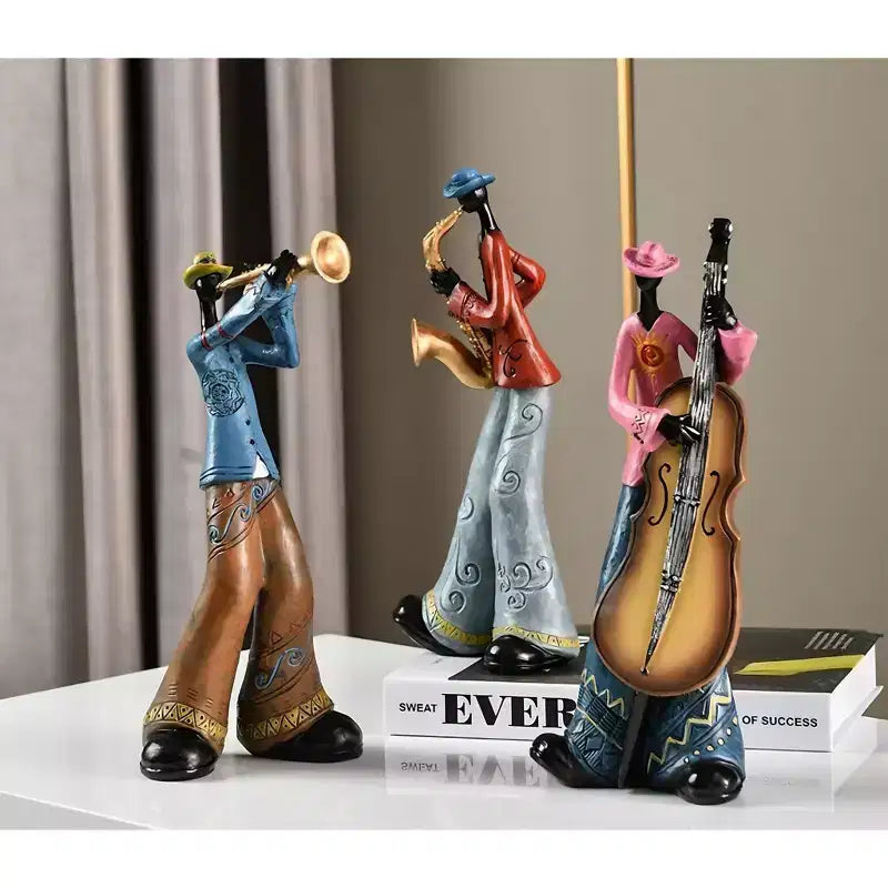 Ensemble de 5 figurines de musiciens américains NotArt - Statue en résine fabriquée à la main pour le salon,