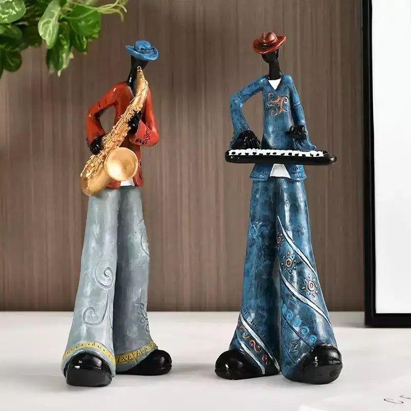 Ensemble de 5 figurines de musiciens américains NotArt - Statue en résine fabriquée à la main pour le salon,
