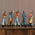 Ensemble de 5 figurines de musiciens américains NotArt - Statue en résine fabriquée à la main pour le salon,