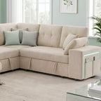 Ensemble canapé modulaire Dyonery 112, canapé-lit d'angle 7 places / Avec accoudoirs chaise longue de rangement réglables en hauteur / USB/éclairage LED, canapé-lit en chenille.
