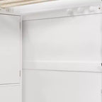 Lit superposé double sur grand lit avec armoire, ports USB, lumière, étagères de rangement et escalier de rangement - ModernLuxe