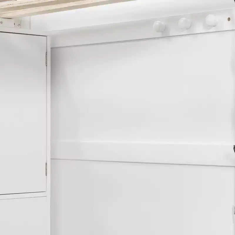 Lit superposé double sur grand lit avec armoire, ports USB, lumière, étagères de rangement et escalier de rangement - ModernLuxe