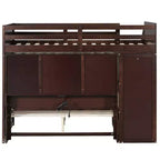 Lit superposé double sur grand lit avec armoire, ports USB, lumière, étagères de rangement et escalier de rangement - ModernLuxe