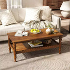 GDFStudio Orlando Vintage 43 Solid Wood Rectangle Coffee Table with Storage Shelf