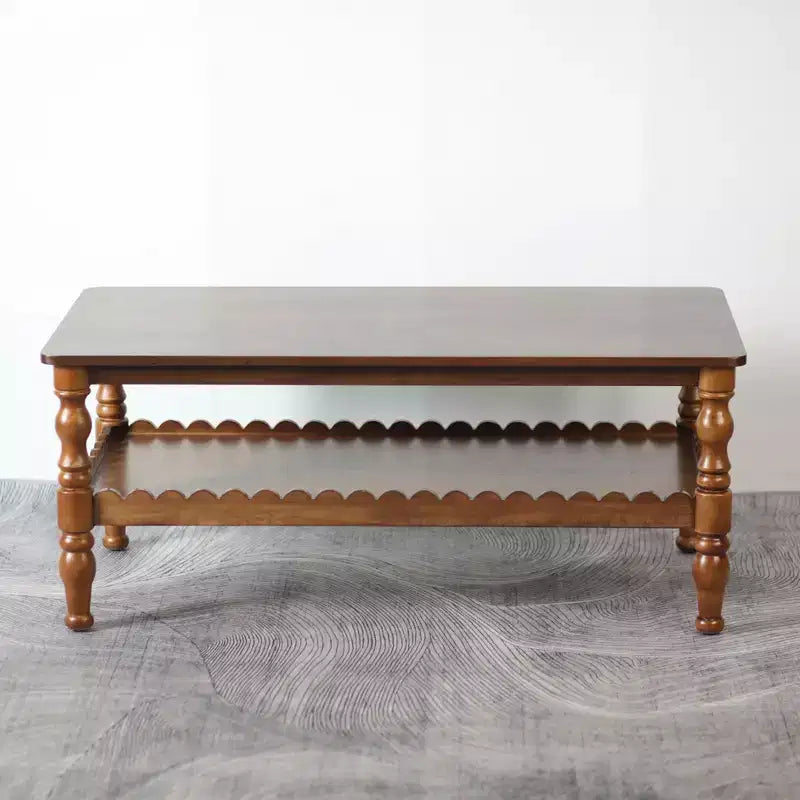 GDFStudio Orlando – Table basse rectangulaire vintage 43 en bois massif avec étagère de rangement