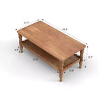 GDFStudio Orlando – Table basse rectangulaire vintage 43 en bois massif avec étagère de rangement