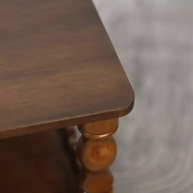 GDFStudio Orlando – Table basse rectangulaire vintage 43 en bois massif avec étagère de rangement