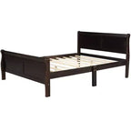 Lit plateforme en bois Queen Size FAMYYT avec tête de lit, montage facile, Espresso