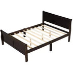 Lit plateforme en bois Queen Size FAMYYT avec tête de lit, montage facile, Espresso