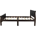 Lit plateforme en bois Queen Size FAMYYT avec tête de lit, montage facile, Espresso