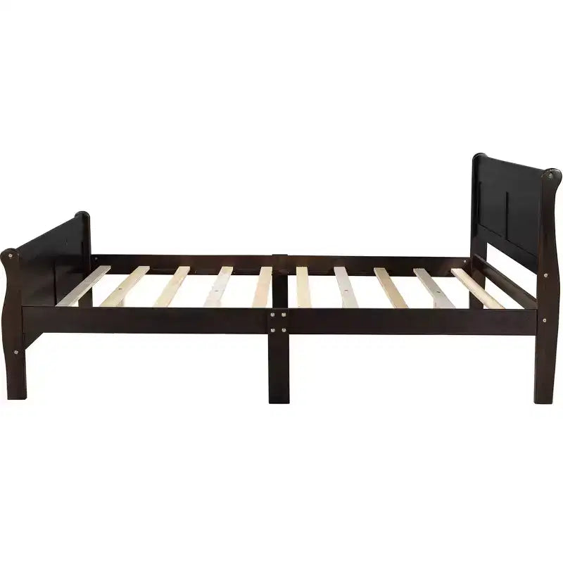 Lit plateforme en bois Queen Size FAMYYT avec tête de lit, montage facile, Espresso