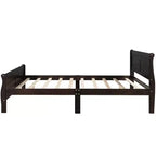 FAMYYT Lit plateforme double en bois avec tête de lit, montage facile, couleur expresso
