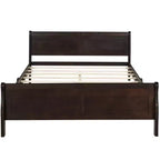 FAMYYT Lit plateforme double en bois avec tête de lit, montage facile, couleur expresso
