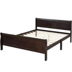 FAMYYT Lit plateforme double en bois avec tête de lit, montage facile, couleur expresso